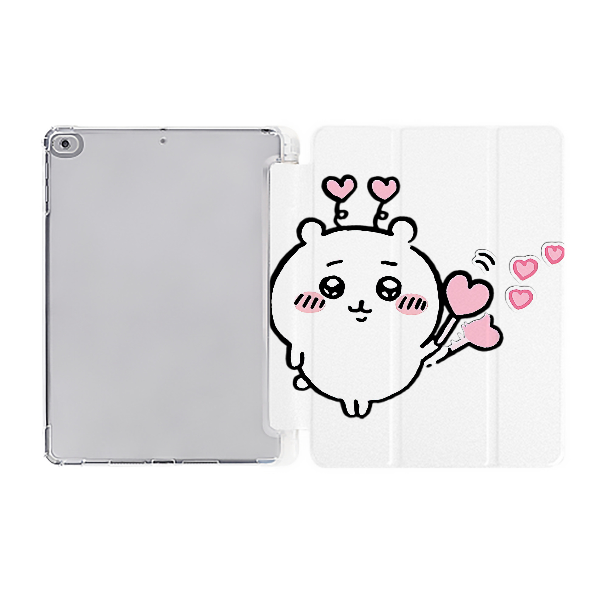 （画像用） ちいかわ ちいかわ Chii-kawa chiikawa IPad ケース ペン収納付き 三つ折りスタンド PUレザー×シリコン 対応機種9.5/10.5/10.9インチ